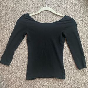 BP Black Scoop Back Three Quarter Sleeves Top